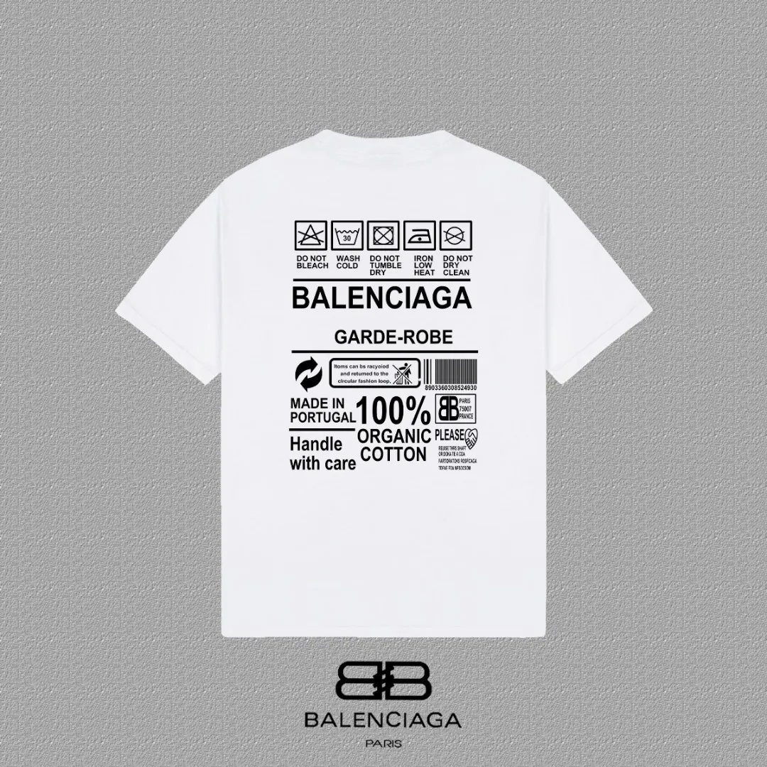 P80✨🔥 BALENCIAGA Paris lettering printed short-sleeved T-shirt. Custom-woven and dyed 300 grams of combed cotton heavyweight fabric. Zero color difference in threads. Perfect details. Different from the current currency version. Welcome to compare. Same Style for men and women. Must-sell in the picture above. Color: White Black Size: 1 2 3 4